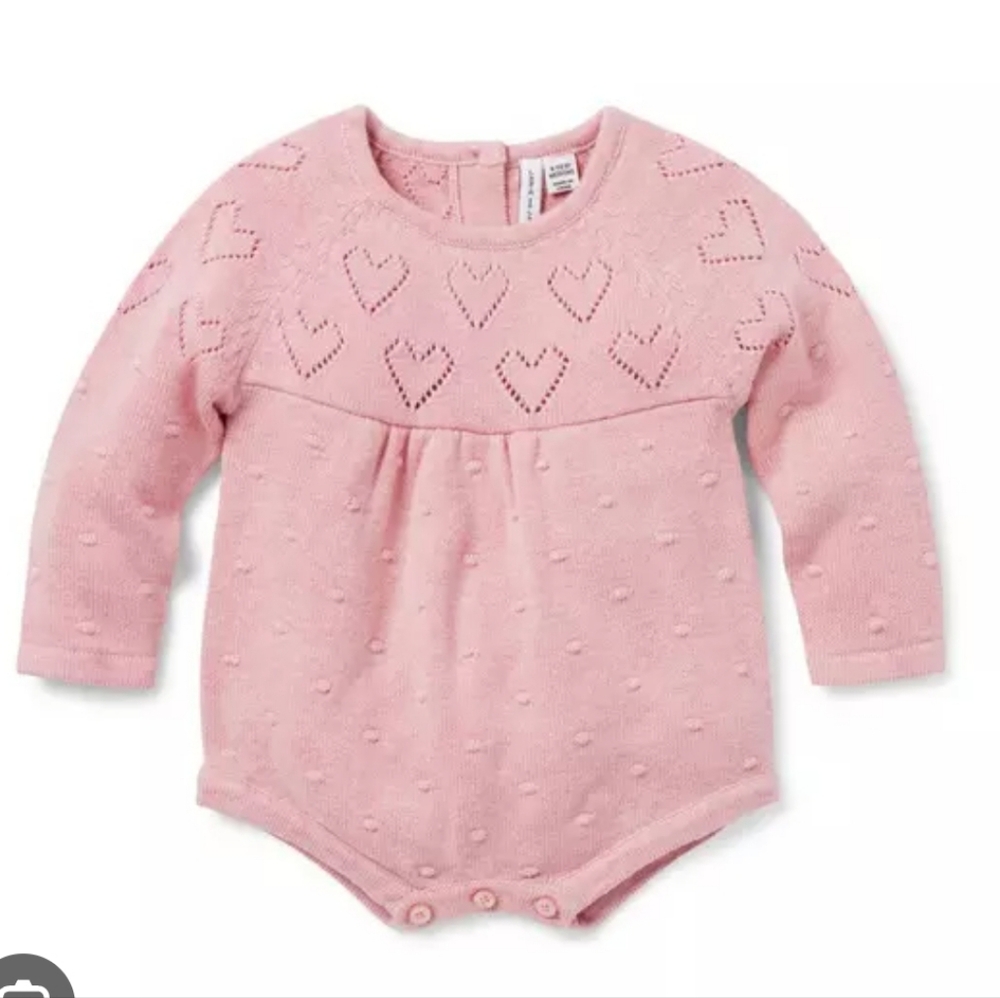 Janie & Jack Pink Heart Romper Baby 6-12 Months